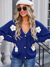 Load image into Gallery viewer, Crochet Flower Button Up Cardigan
