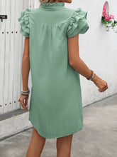 Load image into Gallery viewer, Ruffled Notched Cap Sleeve Mini Dress