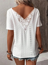 Load image into Gallery viewer, Lace Detail Eyelet Short Sleeve Blouse