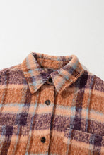 Load image into Gallery viewer, Plus Size Plaid Collared Neck Long Sleeve Jacket