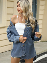 Load image into Gallery viewer, Leopard Button Up Long Sleeve Denim Jacket