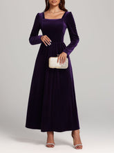 Load image into Gallery viewer, Velvet Square Neck Long Sleeve Dress