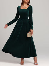 Load image into Gallery viewer, Velvet Square Neck Long Sleeve Dress
