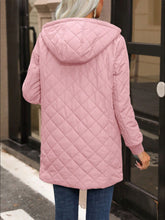 Load image into Gallery viewer, Quilted Zip Up Hooded Jacket with Pockets