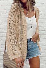 Load image into Gallery viewer, Openwork Open Front Dropped Shoulder Cardigan
