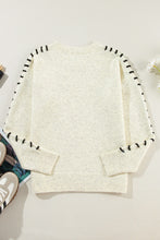 Load image into Gallery viewer, Contrast Stitch Detail Ribbed Trim Sweater