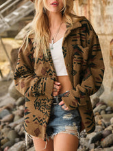 Load image into Gallery viewer, Geometric Button Up Long Sleeve Sherpa Jacket