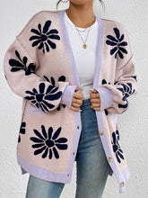 Load image into Gallery viewer, Contrast Dropped Shoulder Long Sleeve Cardigan