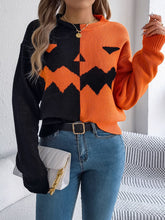 Load image into Gallery viewer, Contrast Round Neck Long Sleeve Sweater