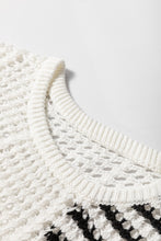 Load image into Gallery viewer, Contrast Striped Crochet Long Sleeve Knit Cover Up