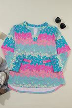 Load image into Gallery viewer, Plus Size Leopard Notched Long Sleeve Blouse