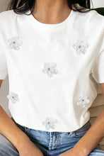 Load image into Gallery viewer, Flower Round Neck Short Sleeve T-Shirt