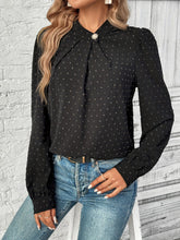Load image into Gallery viewer, Swiss Dot Mock Neck Long Sleeve Blouse