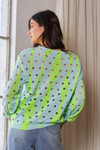 Load image into Gallery viewer, Davi &amp; Dani Two-Tone Ribbed Hem Openwork Knit Top