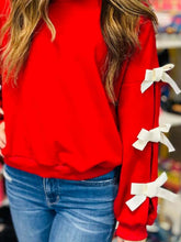 Load image into Gallery viewer, Contrast Bow Round Neck Long Sleeve Sweatshirt