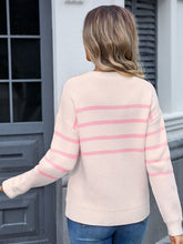 Load image into Gallery viewer, Striped Round Neck Long Sleeve Sweater