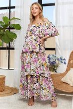 Load image into Gallery viewer, ADORA Layered Floral Off-Shoulder Short Sleeve Maxi Dress