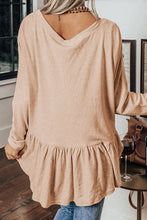 Load image into Gallery viewer, Curved Hem V-Neck Long Sleeve Top