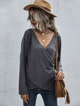 Load image into Gallery viewer, Perfee Waffle-Knit Surplice Long Sleeve Top