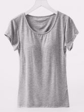 Load image into Gallery viewer, Round Neck Short Sleeve T-Shirt with Bra