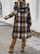 Load image into Gallery viewer, Plaid Long Sleeve Hooded Coat
