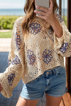 Load image into Gallery viewer, Openwork Round Neck Long Sleeve Knit Top