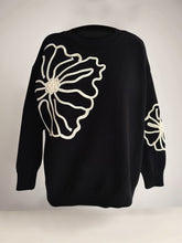 Load image into Gallery viewer, Flower Round Neck Long Sleeve Sweater