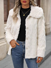 Load image into Gallery viewer, Fuzzy Texture Button Up Collared Neck Coat
