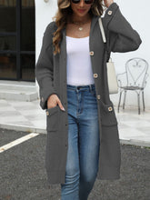 Load image into Gallery viewer, Pocketed Button Up Long Sleeve Hooded Cardigan