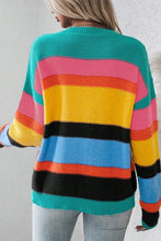 Load image into Gallery viewer, Contrast Round Neck Dropped Shoulder Sweater