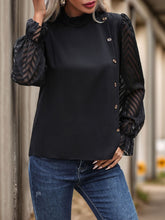 Load image into Gallery viewer, Mock Neck Flounce Sleeve Blouse