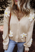 Load image into Gallery viewer, Flower Dropped Shoulder Long Sleeve Cardigan