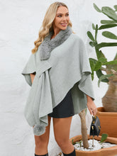 Load image into Gallery viewer, Fuzzy Trim Open Front Poncho