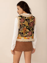 Load image into Gallery viewer, Embroidered Fuzzy Trim Open Front Vest Coat