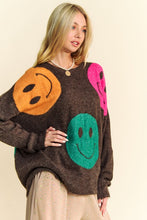 Load image into Gallery viewer, Davi &amp; Dani Contrast Smile Round Neck Oversize Sweater