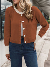Load image into Gallery viewer, Contrast Button Up Long Sleeve Cardigan