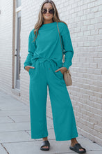 Load image into Gallery viewer, DOORBUSTER DEAL: Take Full Size Textured Long Sleeve Top and Drawstring Pants Set