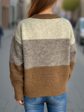 Load image into Gallery viewer, Color Block Round Neck Button Up Cardigan