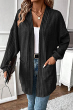 Load image into Gallery viewer, Textured Pocketed Open Front Long Sleeve Cover Up