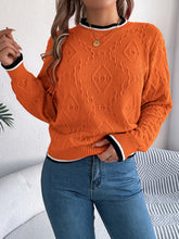 Load image into Gallery viewer, Contrast Trim Round Neck Long Sleeve Sweater
