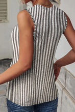 Load image into Gallery viewer, Cutout Striped Round Neck Tank