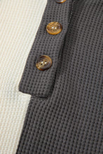 Load image into Gallery viewer, Waffle-Knit Two-Tone Long Sleeve Hoodie