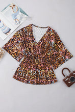 Load image into Gallery viewer, Leopard V-Neck Half Sleeve Blouse