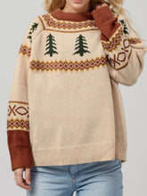 Load image into Gallery viewer, Graphic Round Neck Long Sleeve Sweater