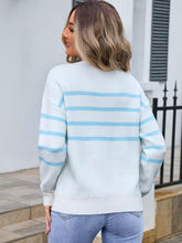 Load image into Gallery viewer, Striped Round Neck Long Sleeve Sweater