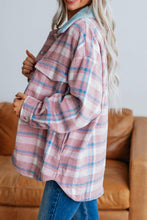 Load image into Gallery viewer, Plaid Collared Neck Flap Pockets Shacket