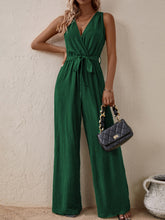 Load image into Gallery viewer, Tied Surplice Sleeveless Wide Leg Jumpsuit