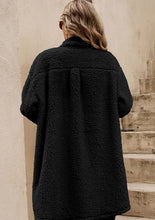 Load image into Gallery viewer, Collared Neck Long Sleeve Longline Teddy Jacket