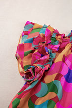 Load image into Gallery viewer, Ruffled Printed Mock Neck Cap Sleeve Blouse
