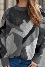 Load image into Gallery viewer, Contrast Round Neck Long Sleeve Sweater